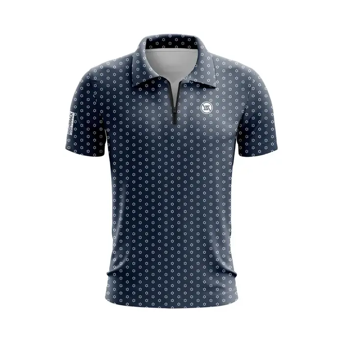Polo zippé pour homme, revers imprimé décontracté