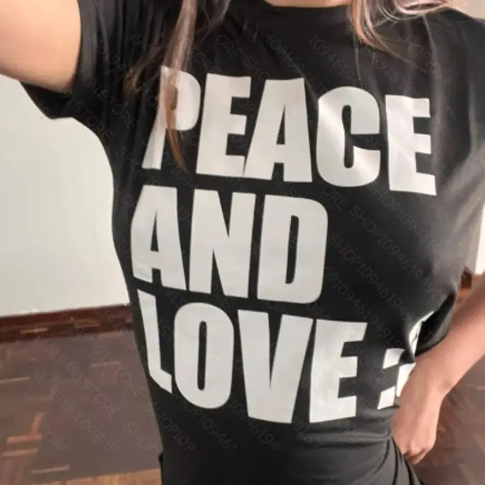 T-shirt à manches courtes PEACE AND LOVE pour femme