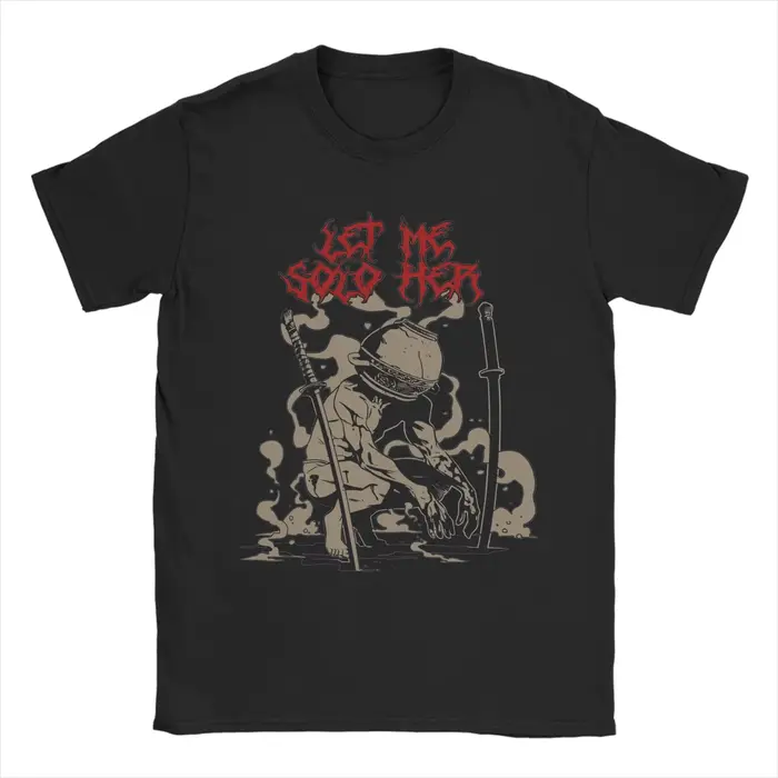 T-shirts noirs Let Me Solo Her Metal Eldened Ringed pour hommes, t-shirt drôle en pur coton, t-shirt