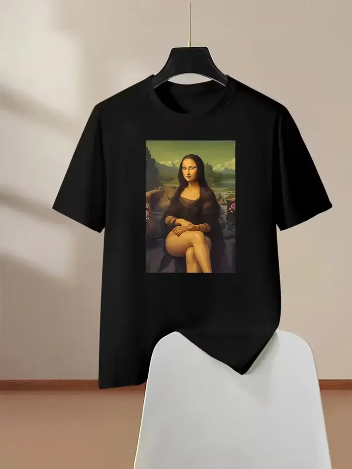 T-shirt à manches courtes en coton doux pour hommes et femmes, coupe ample, avec impression de jambe