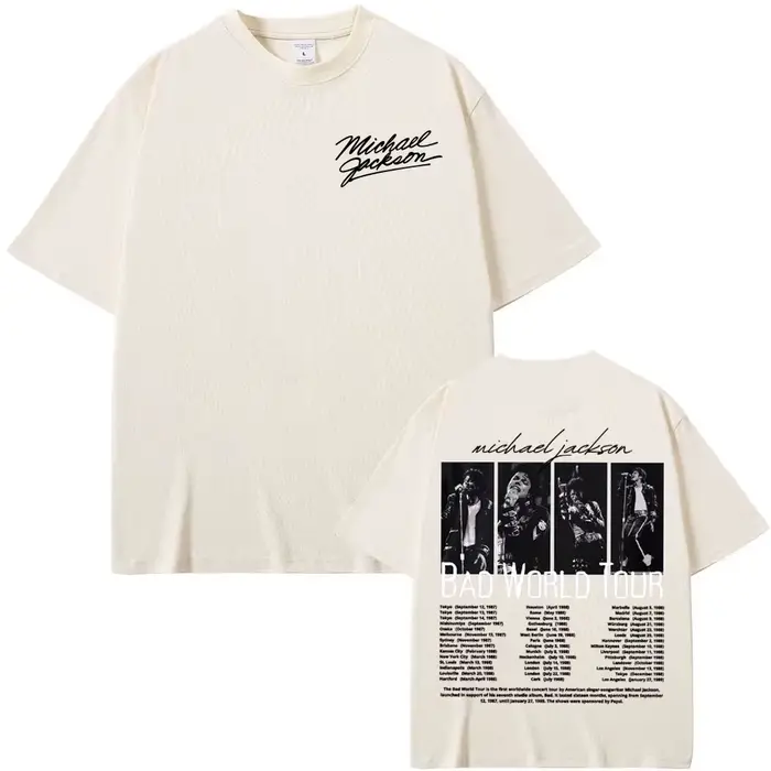 T-shirt King of Pop Michael Jackson Bad World Tour pour hommes et femmes, décontracté, en coton de h