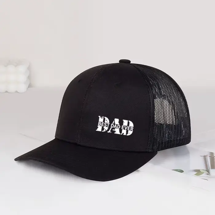 Casquette de baseball en maille respirante réglable avec impression « Best Dad Ever » pour homme