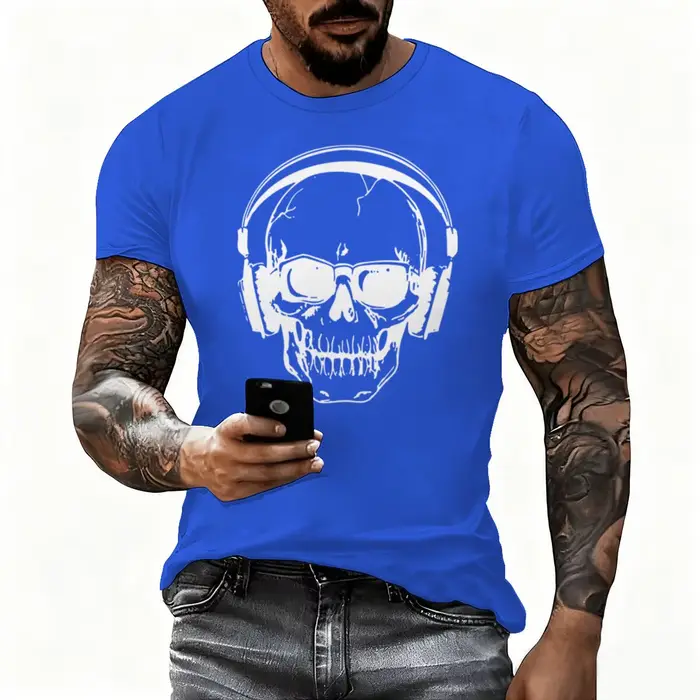 T-shirt lumineux à imprimé crâne pour hommes et femmes