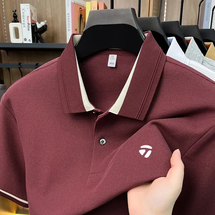 Polo de marque Golf 100% coton, design imprimé, manches courtes, haut confortable et respirant pour 