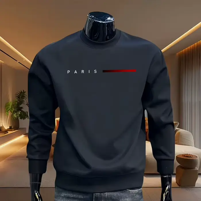 Sweat-shirts à col rond pour hommes, mode décontractée parisienne, de haute qualité, chauds et doux,