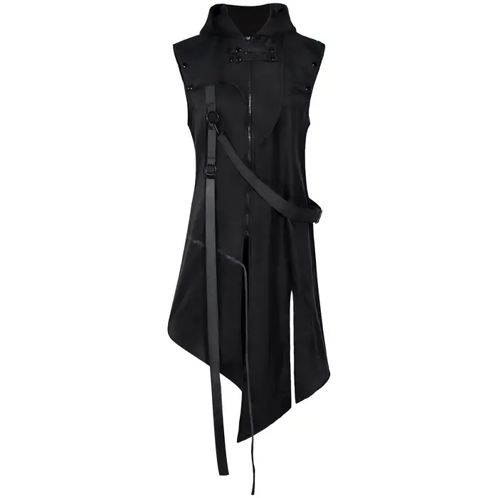 Sweat-shirt à capuche pour hommes, Trench-Coat Hip Hop noir, sans manches, cape à capuche, Design ir