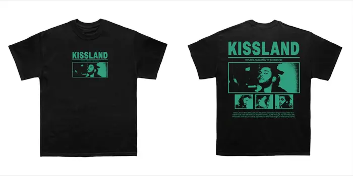 The Weeknd Kissland T-shirt graphique rétro R&B Pop Streetwear en coton surdimensionné à manches cou