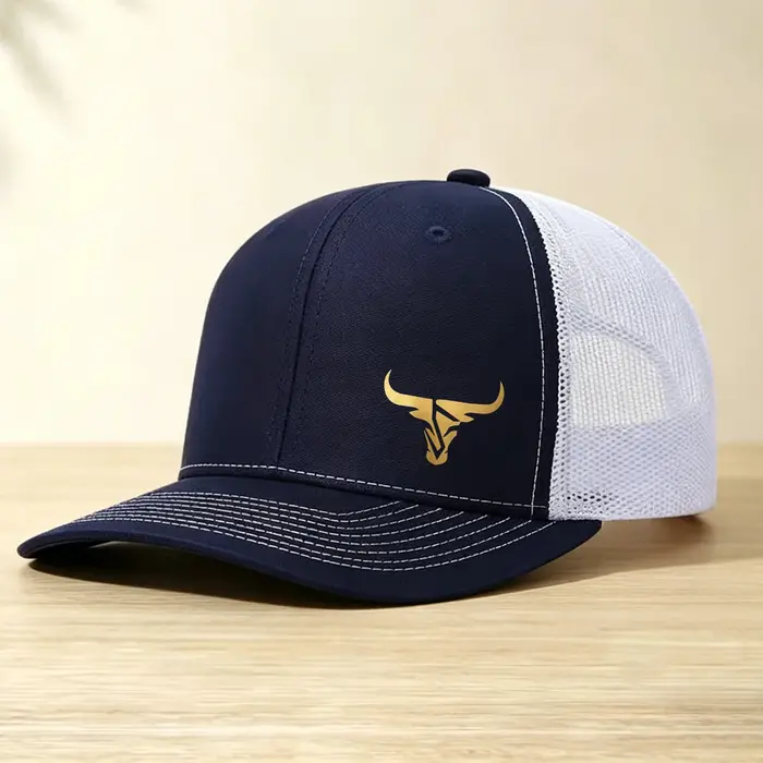 Casquette de baseball respirante en maille avec imprimé tête de bœuf doré, casquette de baseball à d