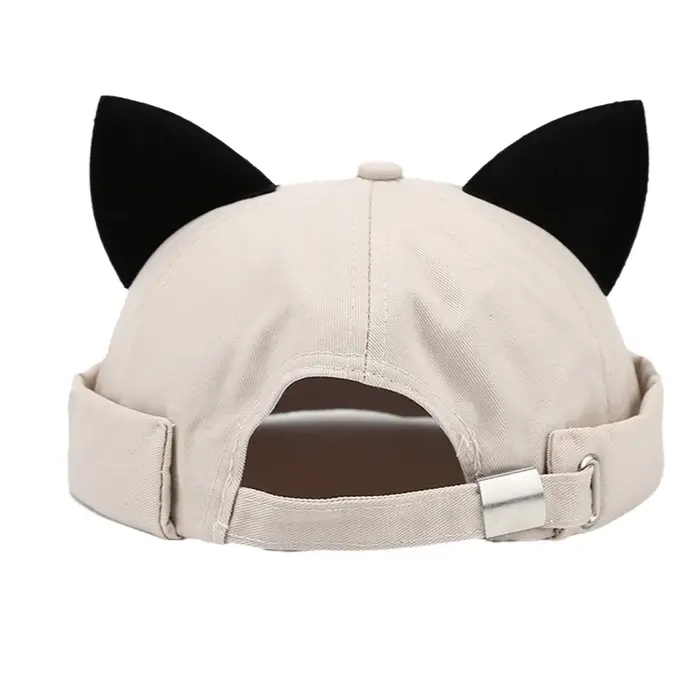 Casquette Docker Unisexe à Oreilles de Chat Imprimé Léopard Hip Hop, Sans Visière, Réglable, Couleur
