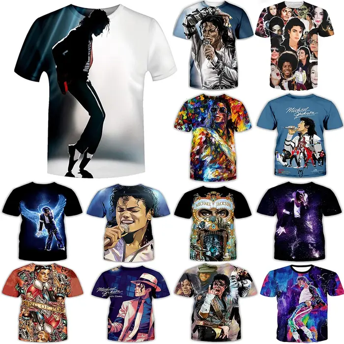 Michael Jackson Hip Hop Singer for Men, Retro Cool Casual Streetwear, Short Sleeves, Harajuku Street