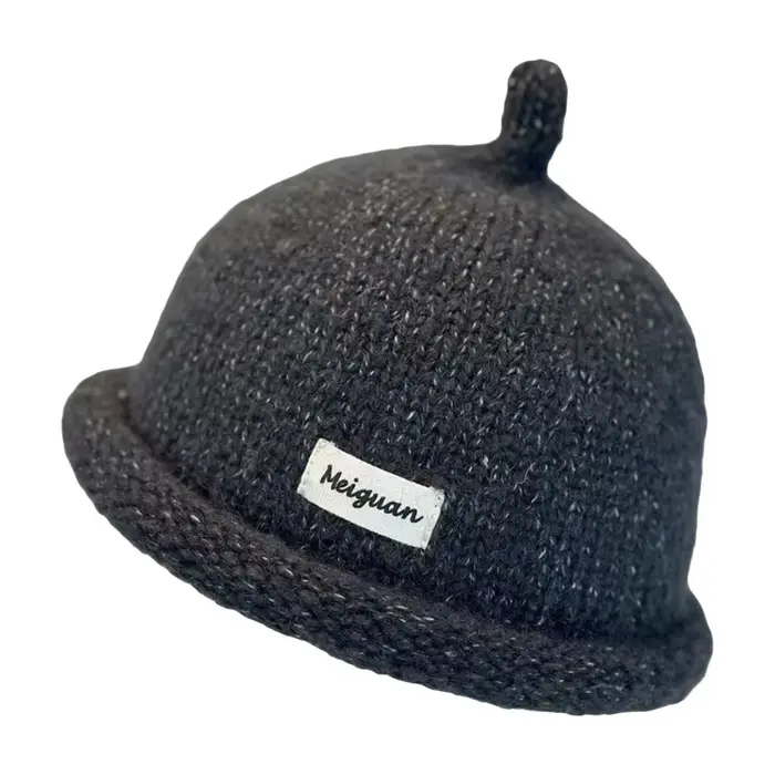 Bonnet en tricot uni doux, à bord roulé, chaud, style peintre hip-hop, multifonction, pour l'automne.