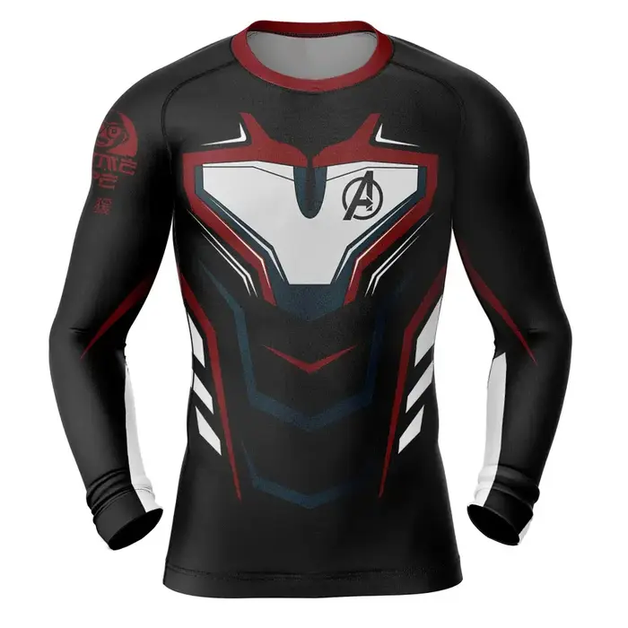 T-shirt de compression à manches longues avec logo Daredevil DD, imprimé musculaire, séchage rapide,