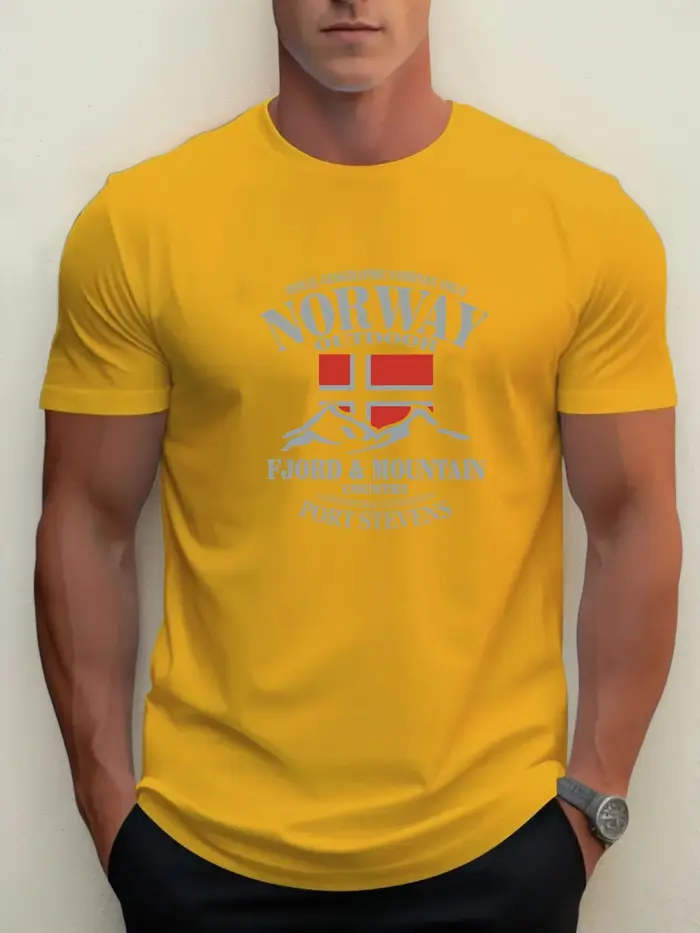 Drapeau norvégien imprimé 100% coton à la mode hommes femmes T-shirt été automne quotidien Sports de