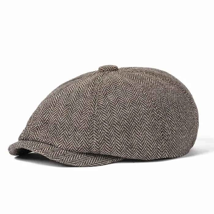 Bonnet à chevrons pour hommes, 1 pièce, chaud, facile à transporter, chapeau de journal en Tweed mul