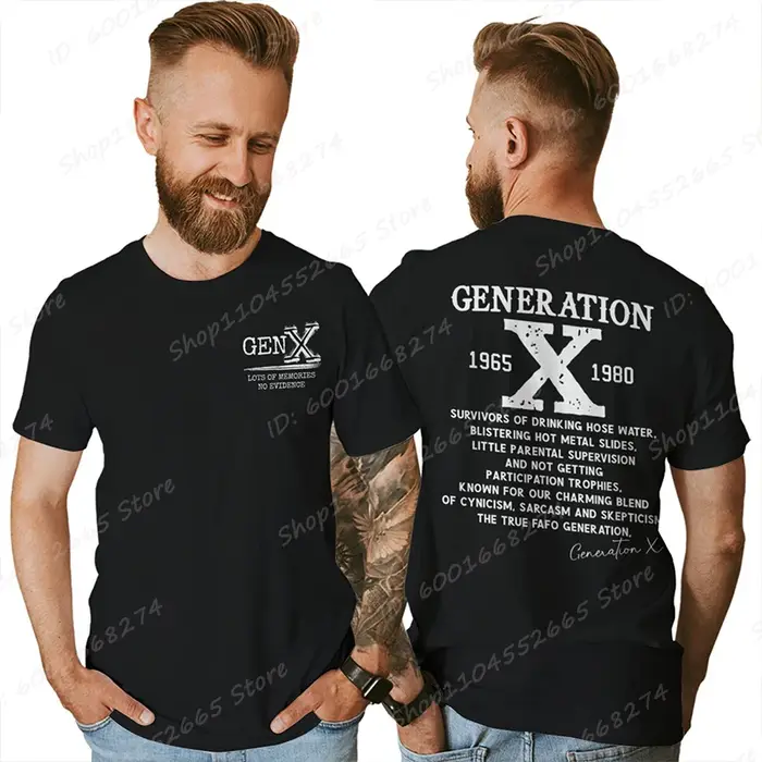 Fier Gen X T-shirts 1965 à 1980 Vintage génération X T-Shirt à manches courtes col rond T-shirts hau