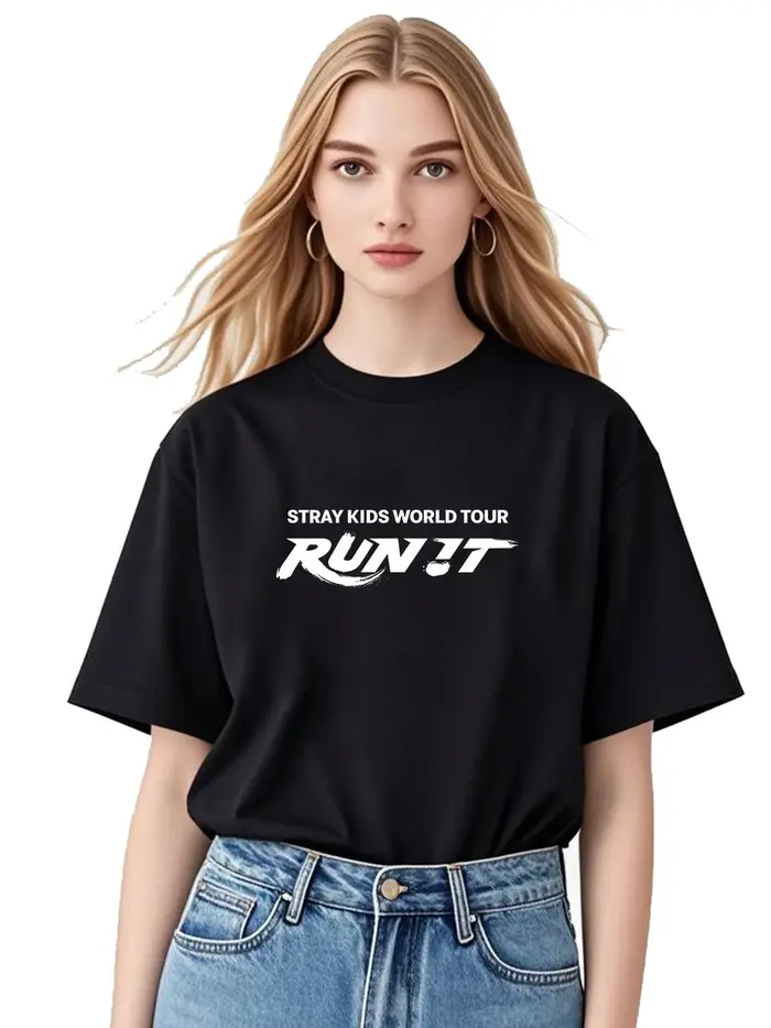 T-shirt SKZ Stray Kids World Tour Run It 2026, nouveau album, 100% coton, pour hommes et femmes, pop