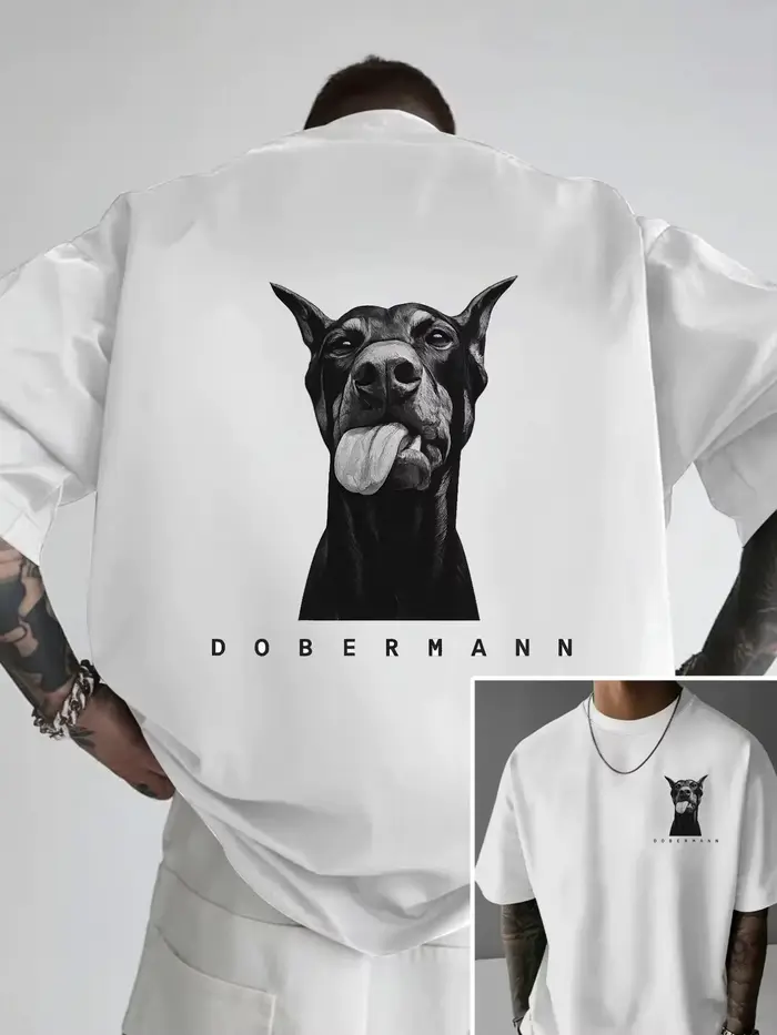Nouveau T-shirt Homme Doberman Été 2026 – T-shirt Imprimé Col Rond Unisexe de Haute Qualité, Style T