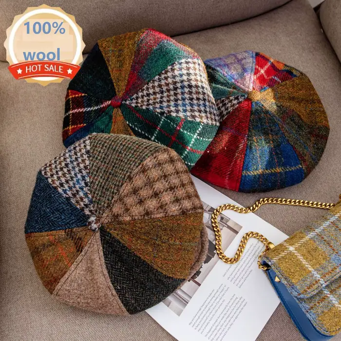 Casquette plate gavroche en pure laine pour hommes et femmes