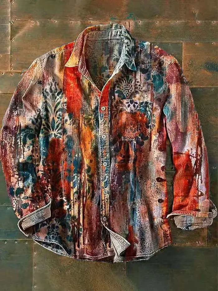 Chemise à manches longues pour hommes, flambant neuf, mode décontractée, 100% lin, polyvalente, à la mode, imprimée, poche d'été