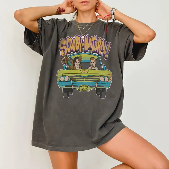 T-shirt imprimé naturel Scooby pour femmes, tendance de la mode printemps/été, haut en pur coton, T-