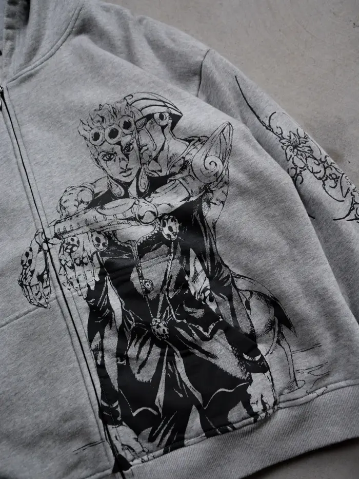 Harajuku Jojo Bizarre Adventure sweat à capuche zippé surdimensionné hommes femmes