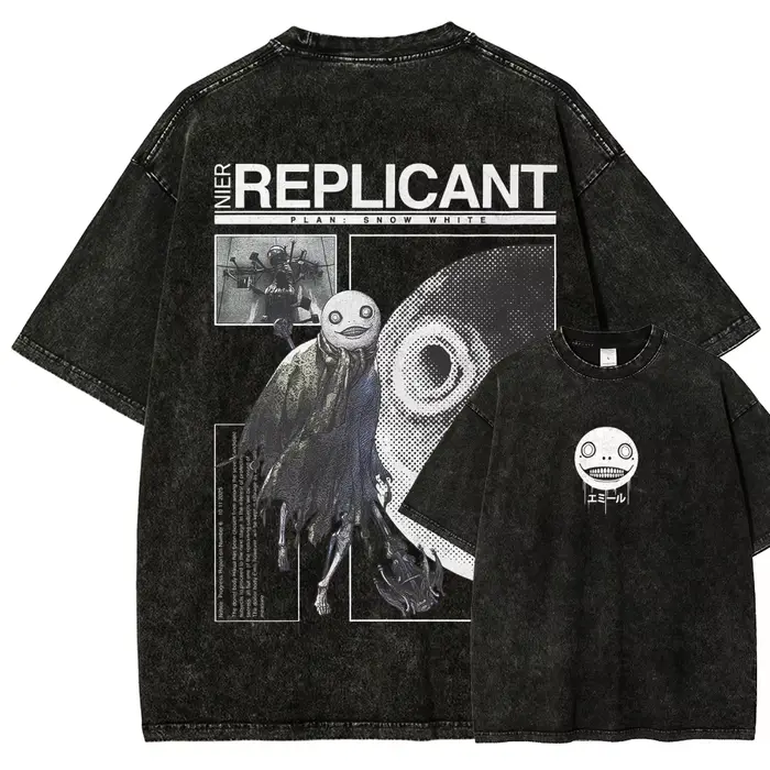 T-shirt délavé Nier Automata, nouveau modèle 2026, vêtements personnalisés, streetwear tendance, hau