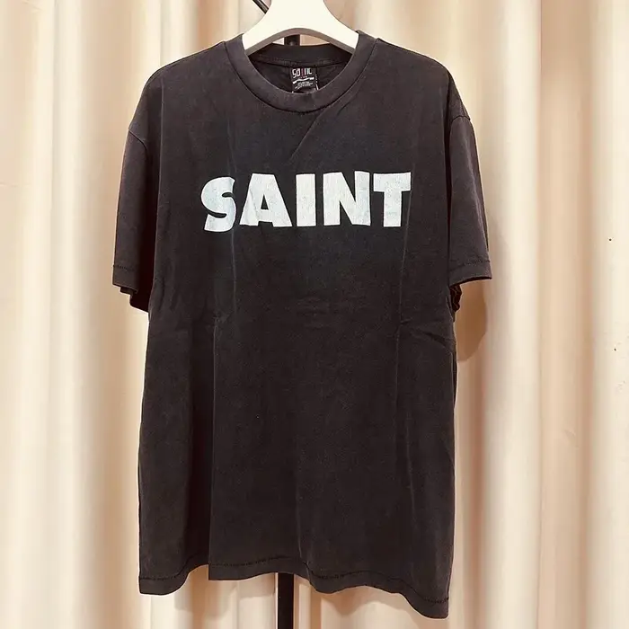 T-shirt Saint Black Nouvelle Arrivée Manches Courtes Imprimé Coton Col Rond Oversize Homme Femme 202