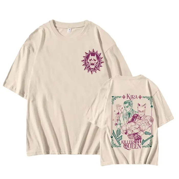 Jojo Bizarre aventure T-shirt Kira tueur reine japonais Anime Manga chemise doux