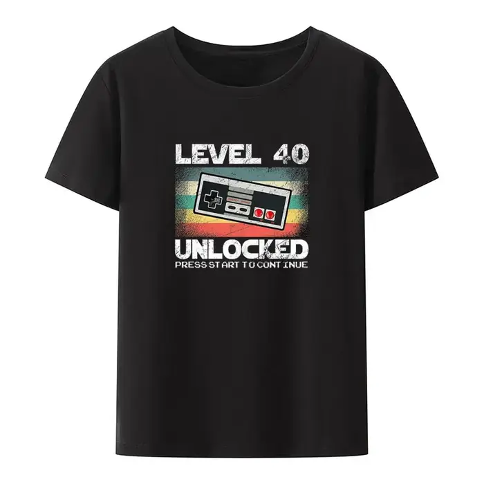 Hommes femmes 40 ans né en 1983 cadeau d'anniversaire t-shirt niveau 40 débloqué Gamer impression t-