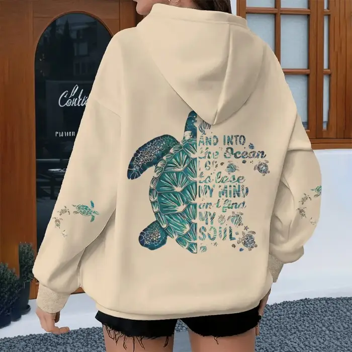 Sweat-shirt vintage Turtle « And Into The Ocean I Go » pour femmes et hommes