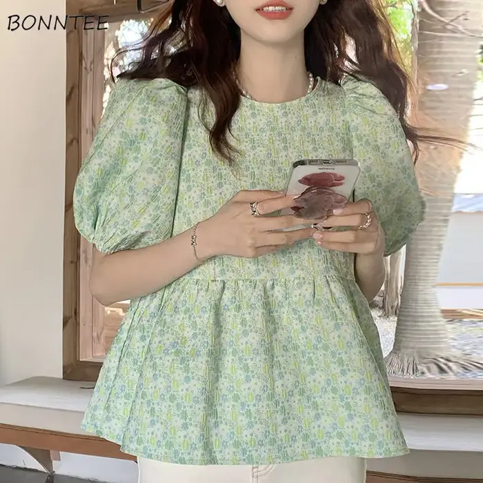 Chemisiers à manches bouffantes pour femmes, nœud papillon, design doux, élégant, assressenti, charm
