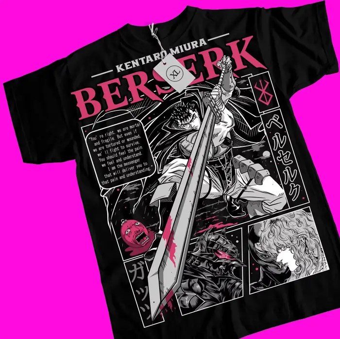 Strip Guts Berserker armure horreur Anime cadeau T-shirt toutes tailles Berserk T-shirt