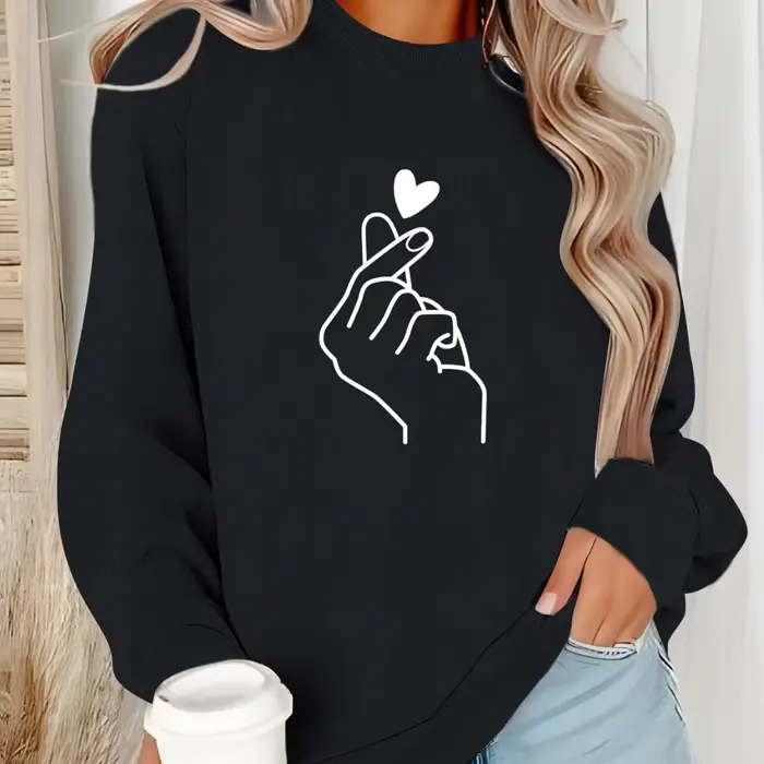 Sweat à capuche imprimé sourire à col rond pour femmes