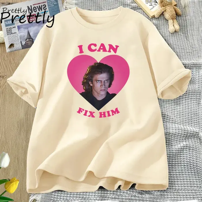 Je peux réparer le t-shirt coeur rose décontracté coton graphique imprimé