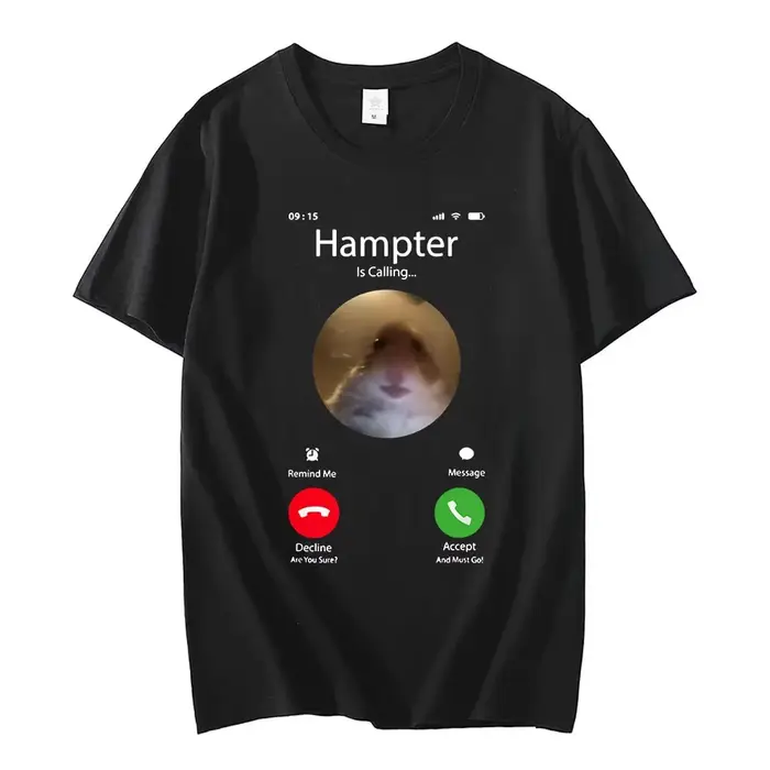 T-shirt pour femme et homme, motif Dank Meme Hamster fixant la caméra frontale, Hampter Calling, déc