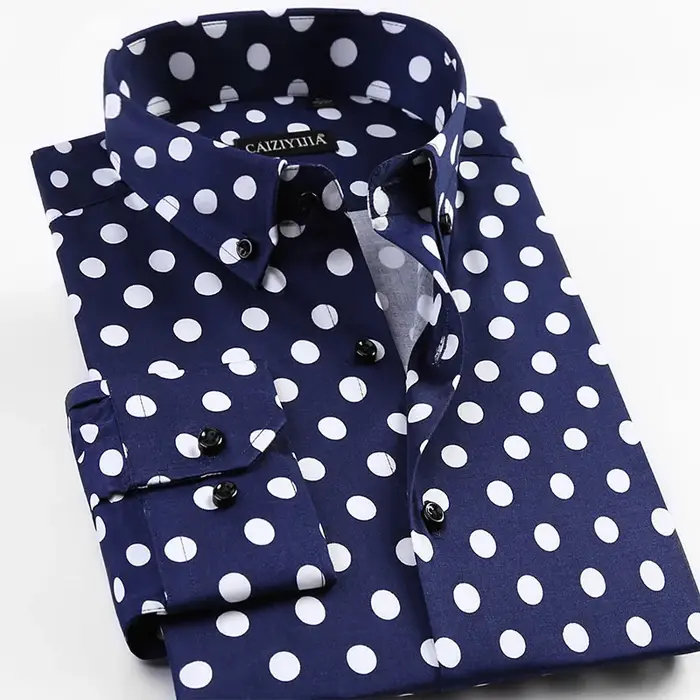 Chemise à manches longues à imprimé à pois pour hommes, chemises provoqué pour hommes, décontracté, 