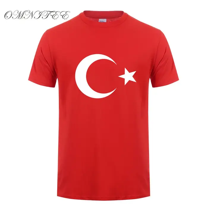Omnitee Nouveau Turquie T Shirt Hommes Casual Coton D'été À Manches Courtes Drôle Drapeaux Turques T