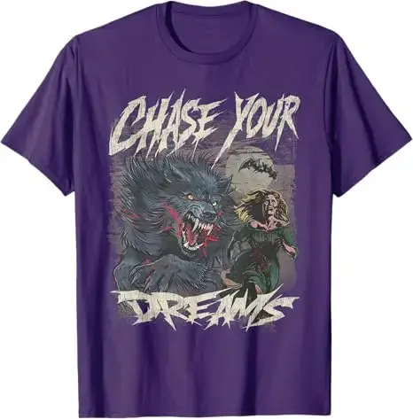 Chase Your Dreams T-Shirt d'art rétro d'horreur de loup-garou drôle Y2k Costume d'halloween nouveauté cadeau femmes hommes t-shirts esthétiques de mode