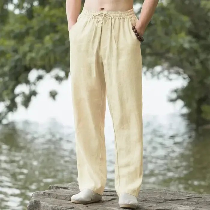 Nouveaux pantalons de plage pour hommes Joggers mode coton lin pantalons de survêtement pantalons dé