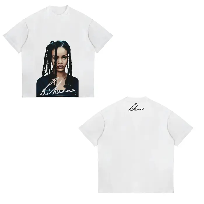 T-shirt unisexe d'été 2026 Rihanna Hip-Hop Rap Américain, imprimé rétro streetwear, manches courtes