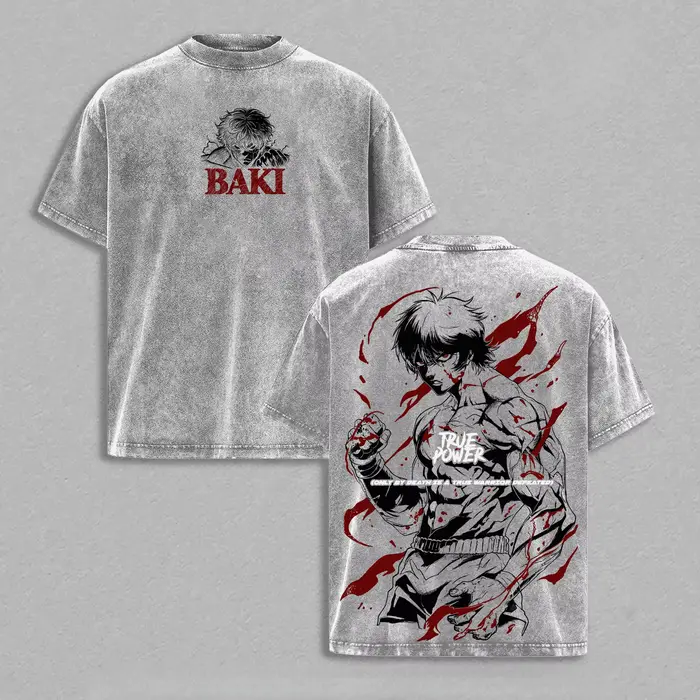 T-shirt Anime Japonais Baki Gothique Vintage Délavé Oversize Manches Courtes Été 100% Coton Hauts Hommes Femmes Vêtements