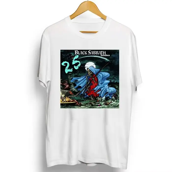 T-shirt unisexe ample à manches courtes avec motif graphique de groupe de rock métal noir, style déc