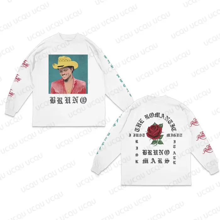 T-shirt à manches longues édition limitée The Romantic Tour 2026 Las Vegas, inspiré de Bruno Mars, p