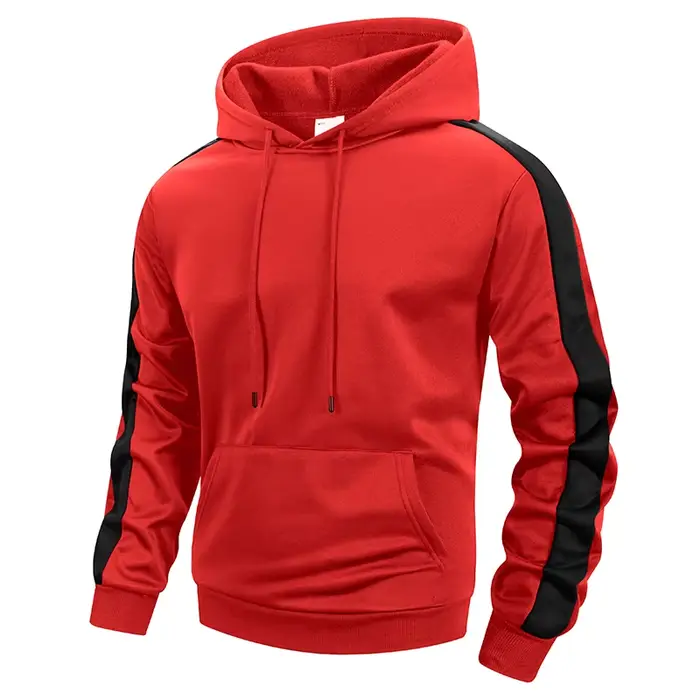 Sweat à capuche athlétique Colorblock Patchwork pour hommes, avec poche Kanga, pull chaud d'automne 