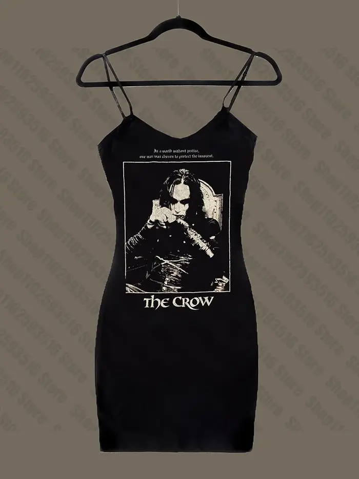Femme vêtements Harajuku Goth robe gothique Y2k robes noir Mini robe Emo graphique Rock Punk fête co