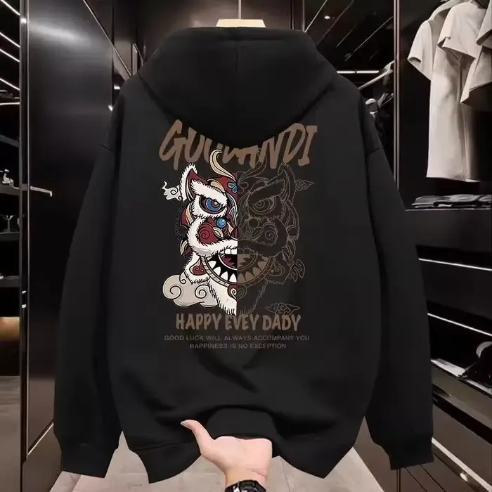 Trendy Brand Hooded Sweatshirt Men 2025 New Autumn Loose Chinese Style Hooded Hoodie Top Coat