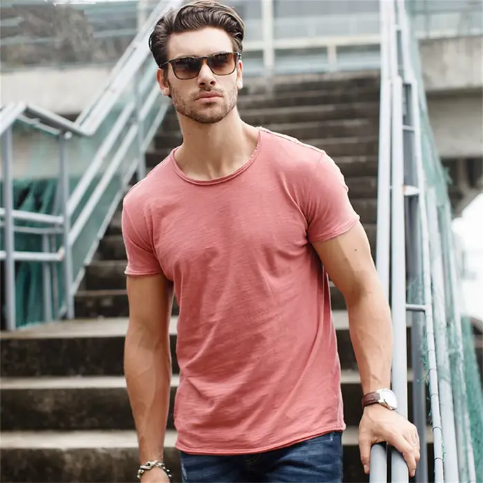 100% coton hommes T-shirt décontracté doux Fitness été mince T-shirts