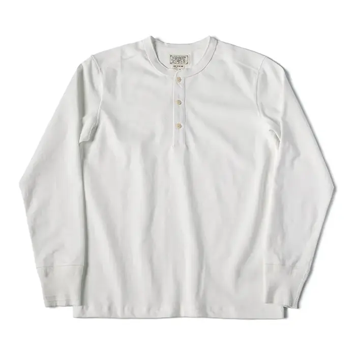 BRONSON Henley – T-Shirt manches longues pour homme, haut Vintage en coton, coupe ajustée, couleur u