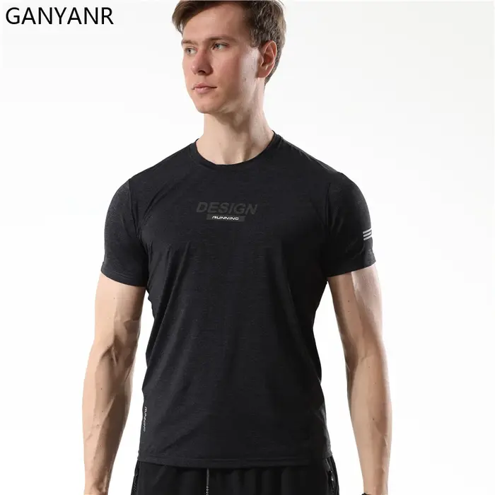 GANYANR course t-shirt gymnastique Sport Fitness Crossfit coupe sèche homme formation Football maillots entraînement musculation vêtements t-shirts rapide