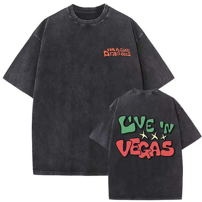 T-shirt vintage délavé Rock Band Imagine Dragons Live in Vegas pour hommes et femmes, T-shirts gothi